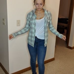 mint and grey jacket